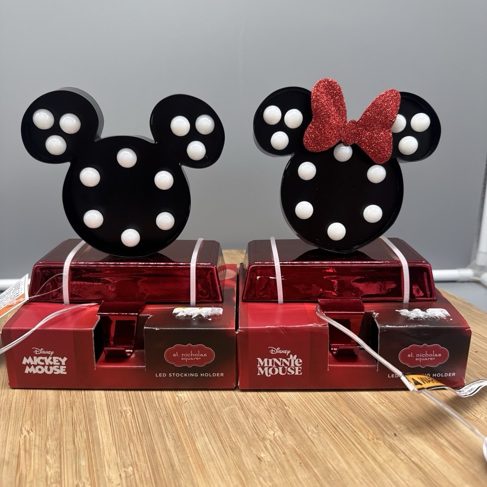 St. Nicholas Square Disney Mickey and Minnie Mouse LED marquee stocking holders